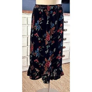 Anthropologie Othilia Willow Tiered Velvet Floral Romantic Midi Skirt NWT XS